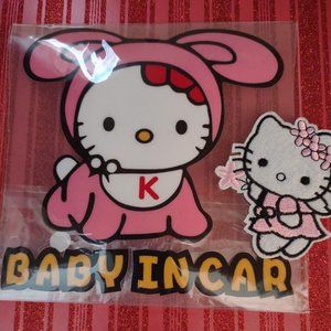 Hello Kitty "Baby In Car" Sticker & Iron On Patch